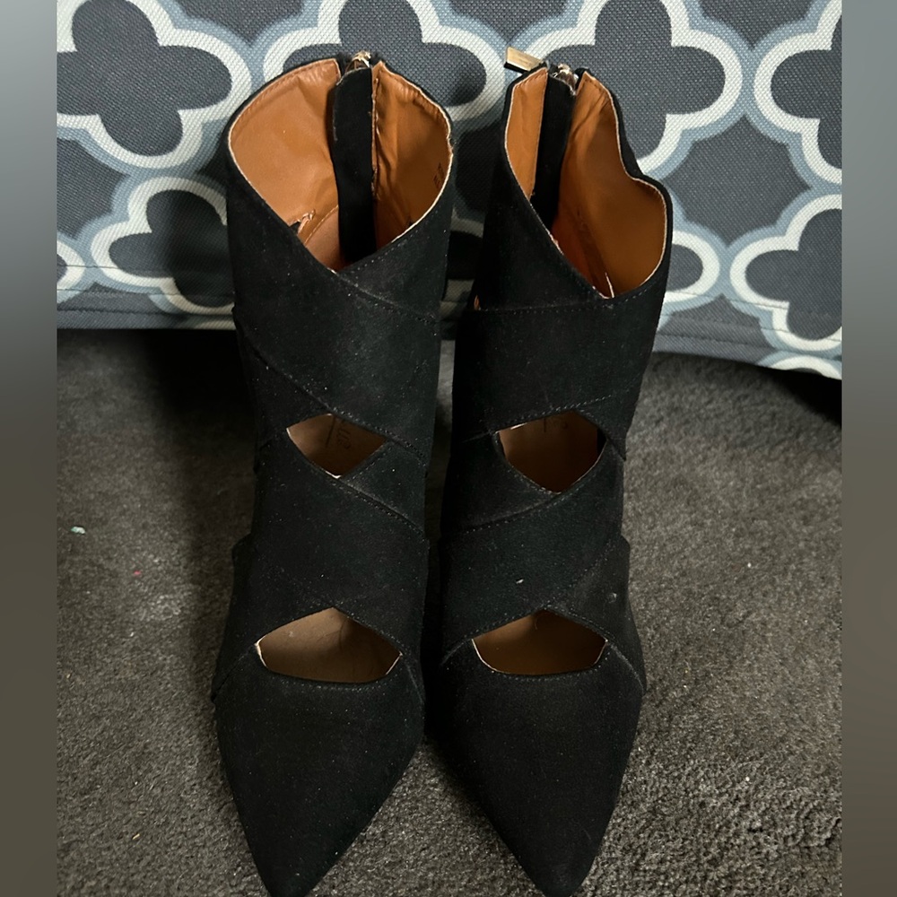 Black suede bootie stilettos